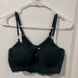 Aerie Real Good Emerald Green Women's Floral Lace‎ Balconette Bra Size 36C NWT